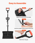 Snow Shovel 45.5cm Wide D-Handle Non Slip Lightweight Snowplow