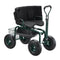 Garden Cart Seat Swivel Wheels Extendable Handle Storage Box