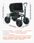 Garden Cart Seat Swivel Wheels Extendable Handle Storage Box