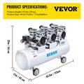 Air Compressor 100L Tank 3HP Oil Free Ultra Silent Inflator
