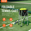 Foldable Tennis Ball Hopper 150 Ball Capacity Aluminum Wheels Portable