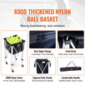 Foldable Tennis Ball Hopper 150 Ball Capacity Aluminum Wheels Portable