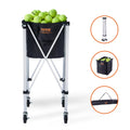 Foldable Tennis Ball Hopper 150 Ball Capacity Aluminum Wheels Portable