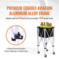 Foldable Tennis Ball Hopper 180 Balls Aluminum Alloy Cart Wheels
