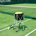 Foldable Tennis Ball Hopper 180 Balls Aluminum Alloy Cart Wheels