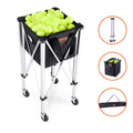Foldable Tennis Ball Hopper 180 Balls Aluminum Alloy Cart Wheels