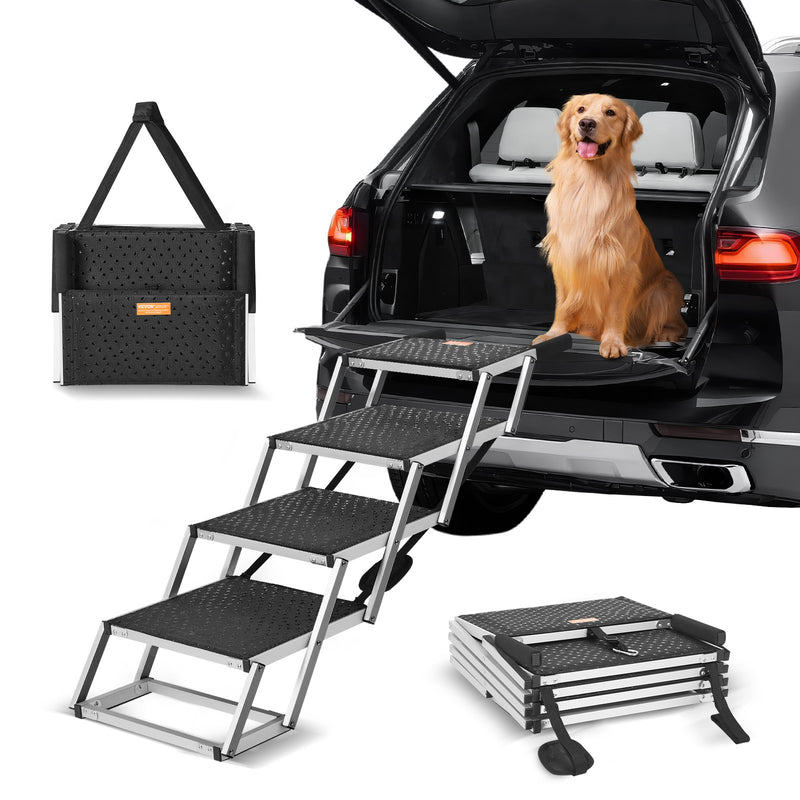 Dog Stairs Folding 4-Step Aluminum 150kg Pet Ramp Car