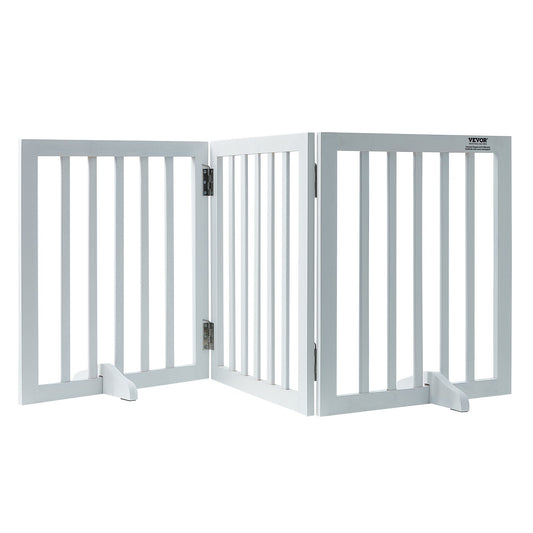 Freestanding Dog Gate 3 Panel 60"W Expandable Pet Barrier White