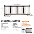Free Standing Dog Gate 32x96.5 inch Freestanding Pet Gate Foldable Brown