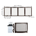 Free Standing Dog Gate 32x96.5 inch Freestanding Pet Gate Foldable Brown