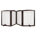 Free Standing Dog Gate 32x96.5 inch Freestanding Pet Gate Foldable Brown