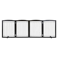 Free Standing Dog Gate 32x96.5 inch Freestanding Pet Gate Foldable Brown