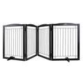 Freestanding Dog Gate 32x96.5 Inch Foldable Pet Brown