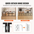 Freestanding Dog Gate 32x96.5 Inch Foldable Pet Brown