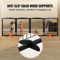 Freestanding Dog Gate 32x96.5 Inch Foldable Pet Brown