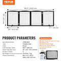 Freestanding Dog Gate 32x96.5 Inch Foldable Pet Brown