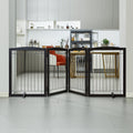 Freestanding Dog Gate 32x96.5 Inch Foldable Pet Brown