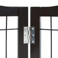 Freestanding Dog Gate 32x96.5 Inch Foldable Pet Brown