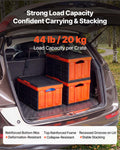 Collapsible Storage Bins 45L 3 Pack Stackable Folding Crates Lids