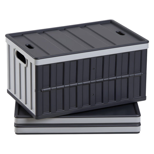 Plastic Collapsible Storage Bins 65L 3 Pack Stackable Folding Crates
