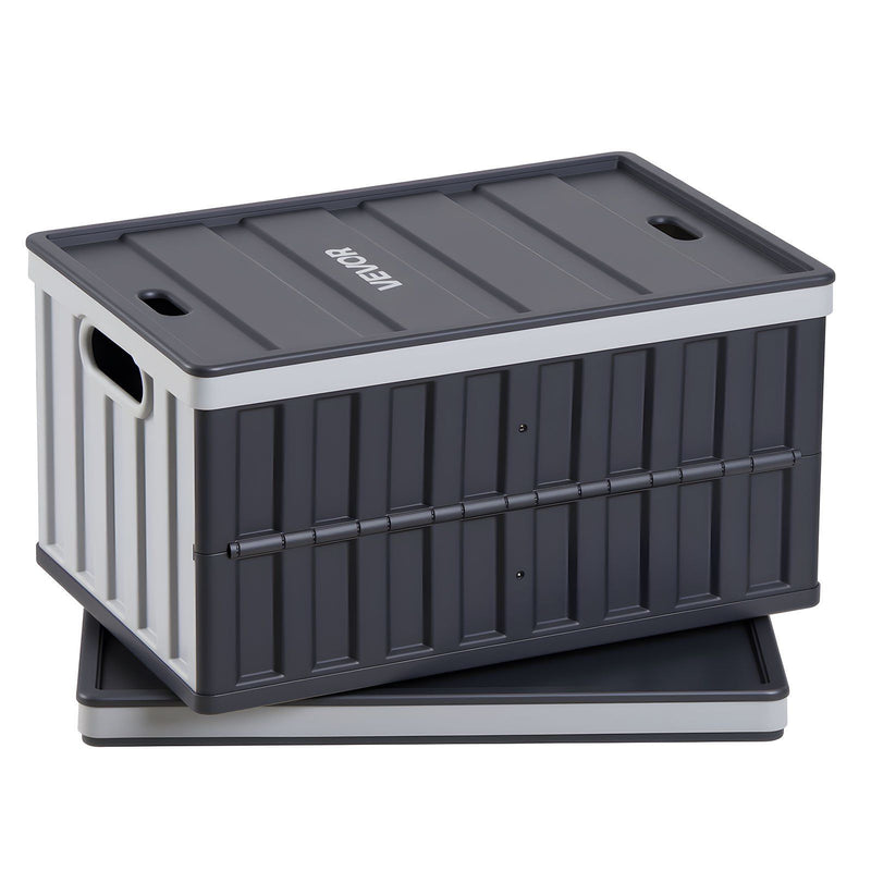 Plastic Collapsible Storage Bins 65L 2 Pack Stackable Folding Crates