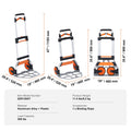 Folding Hand Truck, 140 kg Load Capacity, Aluminum Portable Cart, Convertible Hand Truck and Dolly with Telescoping Handle and PP+TPR Wheels, Ultra Lightweight Super Strong for Moving Warehouse