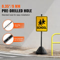 5ft Cast Iron Sign Post Holder Portable Wheels Black