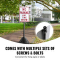 5ft Cast Iron Sign Post Holder Portable Wheels Black