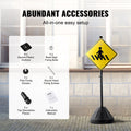 5ft Cast Iron Sign Post Holder Portable Wheels Black