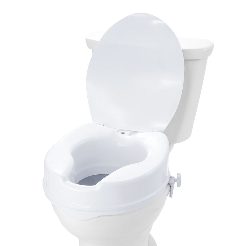Raised Toilet Seat 100mm 136kg Capacity Screw Rod Locking Universal