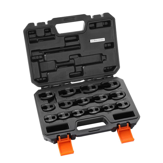 Crowfoot Wrench Set 15-Piece 1/2" 3/8" Drive Metric 8-24mm