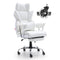 Big & Tall Reclining Office Chair PU Leather Footrest Lumbar Support White