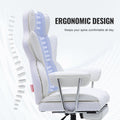Big & Tall Reclining Office Chair PU Leather Footrest Lumbar Support White