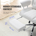 Big & Tall Reclining Office Chair PU Leather Footrest Lumbar Support White