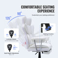Big & Tall Reclining Office Chair PU Leather Footrest Lumbar Support White