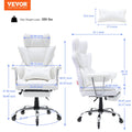 Big & Tall Reclining Office Chair PU Leather Footrest Lumbar Support White
