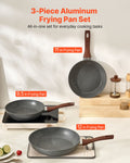 3 Piece Aluminium Frying Pan Set 250-325mm Nonstick Induction Gas