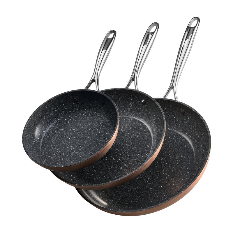 3pc Nonstick Frying Pan Set 200/270/300mm Ceramic Grey Induction