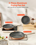 3pc Nonstick Frying Pan Set 200/270/300mm Ceramic Grey Induction