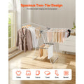 2-Tier Foldable Clothes Drying Rack with Sock Clips & 21 Drying Rods White