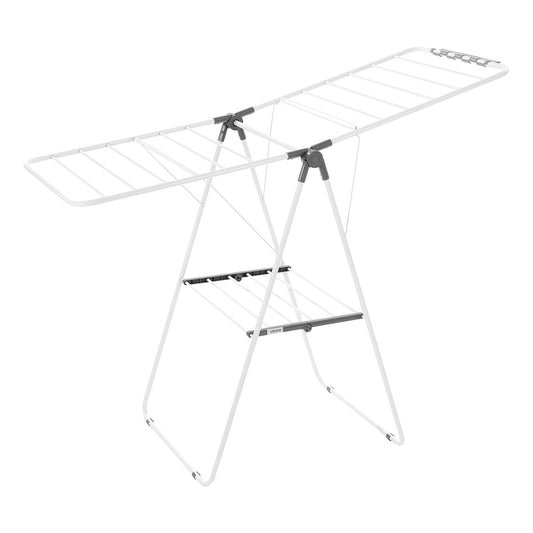 VEVOR 2-Tier Clothes Drying Rack 21 Rods Sock Clips Foldable White