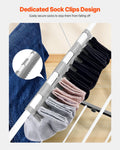 2-Tier Foldable Clothes Drying Rack 31 Rods Sock Clips White