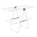 2-Tier Foldable Clothes Drying Rack 31 Rods Sock Clips White