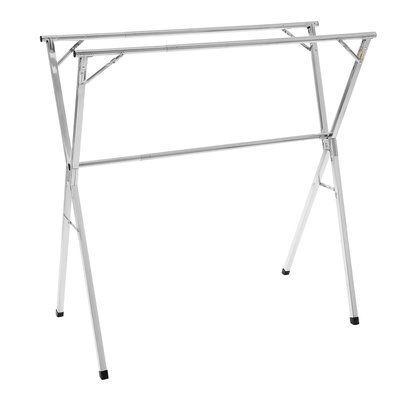 Telescopic Clothes Drying Rack 2-Tier 30 Holes Windproof Shoe Hooks