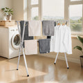 Telescopic Clothes Drying Rack 2-Tier 30 Holes Windproof Shoe Hooks