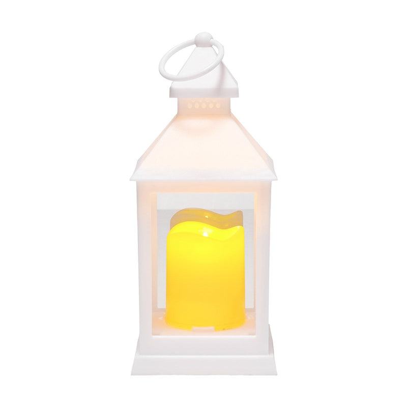 LED Flameless Candle Lantern 12 Pack White Glass Plastic Holder