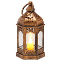 12pc LED Flameless Candle Lantern Bronze Glass Holder Wedding Party Decor