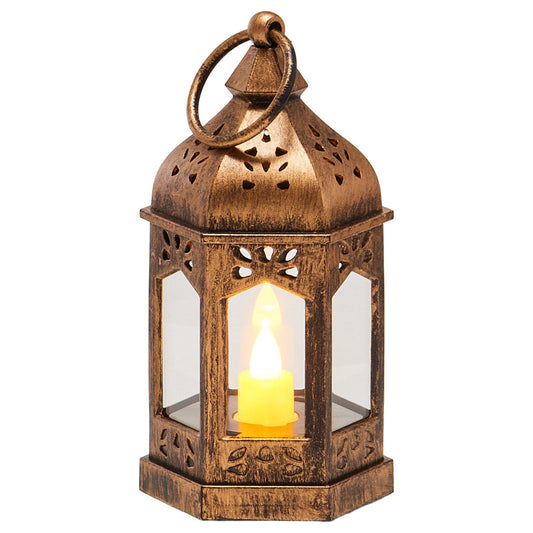 12pc LED Flameless Candle Lantern Bronze Glass Holder Wedding Party Decor