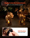 12pc LED Flameless Candle Lantern Bronze Glass Holder Wedding Party Decor