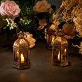 12pc LED Flameless Candle Lantern Bronze Glass Holder Wedding Party Decor